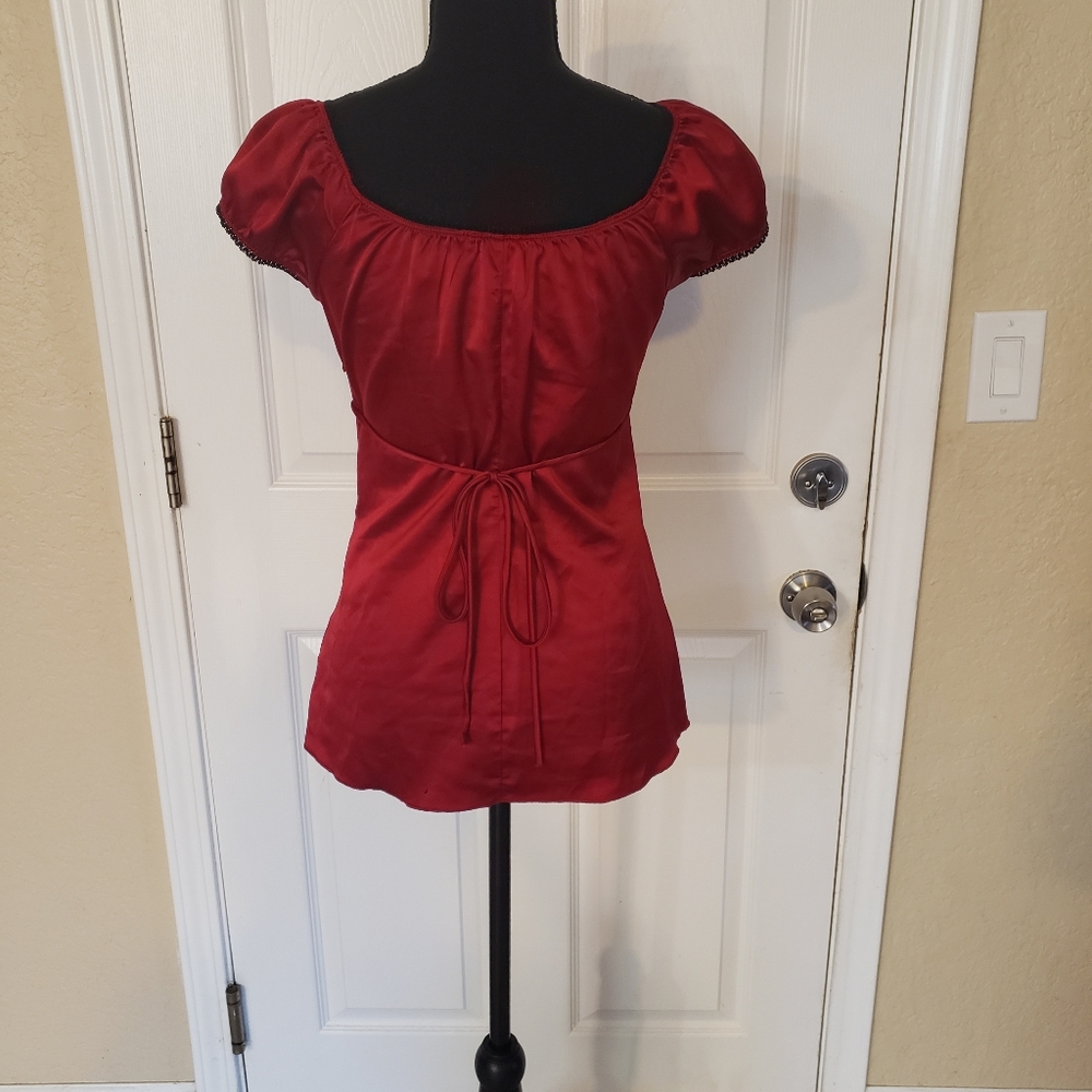 Unbranded Women's Red Round Neck Short Sleeve Casual Top - Picture 4 of 4